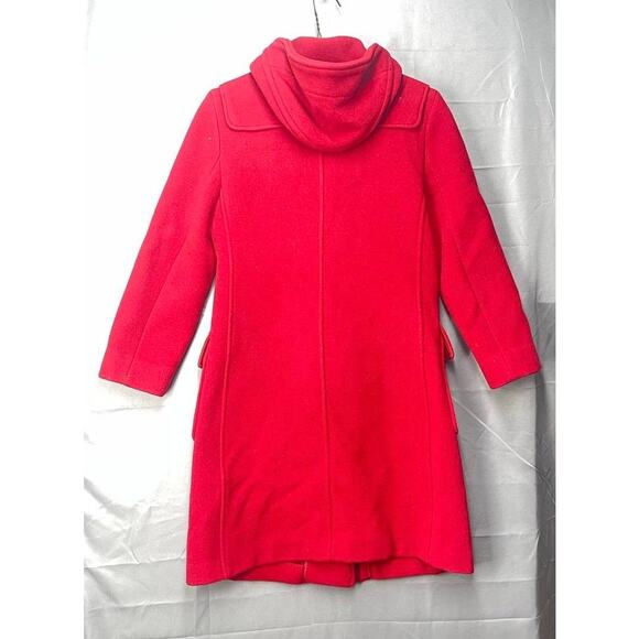 Benetton Wool Duffle Toggle Peacoat Sz S Red Hooded Classic Paddington Bear - Picture 10 of 13